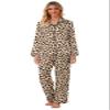 Schbbbta Women Satin Pajamas Set, 2 Pieces Button Down Comfy Sleepwear Long Sleeve Soft Satin Matching Silky Soft Pjs Set, Khaki Leopard, Small view 4
