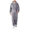 Pajama Adult For Men Relaxed Jumpsuits Pajamas Hooded Homewear Loose Fit Soft Plush Robes Plus Size Zipper Rompers view 1