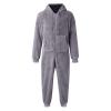 Pajama Adult For Men Relaxed Jumpsuits Pajamas Hooded Homewear Loose Fit Soft Plush Robes Plus Size Zipper Rompers view 3