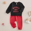 LIOMENGZI Valentine Clothes Toddler Baby Boy Outfit Letter Sweatshirt Pants Valentine's Day Clothes Infant Fall Winter Outfit (Black MAMA'S, 6-12 Months) view 2