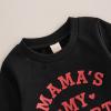 LIOMENGZI Valentine Clothes Toddler Baby Boy Outfit Letter Sweatshirt Pants Valentine's Day Clothes Infant Fall Winter Outfit (Black MAMA'S, 6-12 Months) view 3