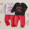 LIOMENGZI Valentine Clothes Toddler Baby Boy Outfit Letter Sweatshirt Pants Valentine's Day Clothes Infant Fall Winter Outfit (Black MAMA'S, 6-12 Months) view 4