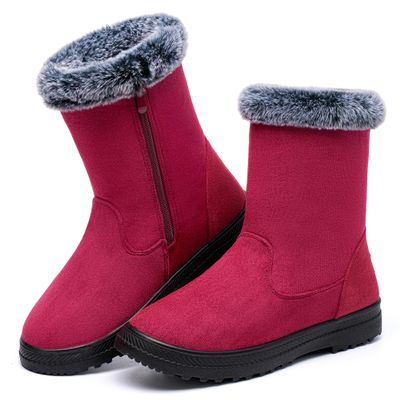 Aomigoct Warm Winter Boots for Women: Fur Lined Mid Calf Boots for Women Comfortale Zipper Womens Snow Boots Waterproof Walking Outdoor