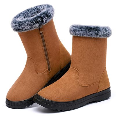 Aomigoct Warm Winter Boots for Women: Fur Lined Mid Calf Boots for Women Comfortale Zipper Womens Snow Boots Waterproof Walking Outdoor