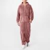 Pajama Adult For Men Relaxed Jumpsuits Pajamas Hooded Homewear Loose Fit Soft Plush Robes Plus Size Zipper Rompers view 2