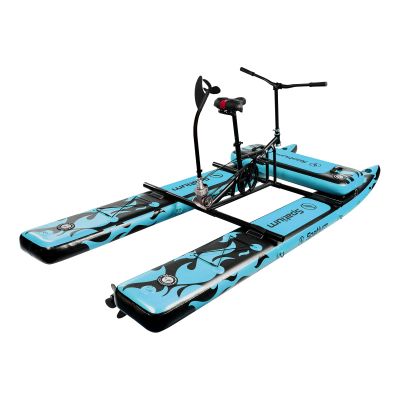 Spatium Inflatable Water Bikes for Lake 3.0 Adult Inflatable Pontoon Water Bicycle 3-bladed Propeller One-Piece Rear Gear SUP Water Bike with Mat,Blue