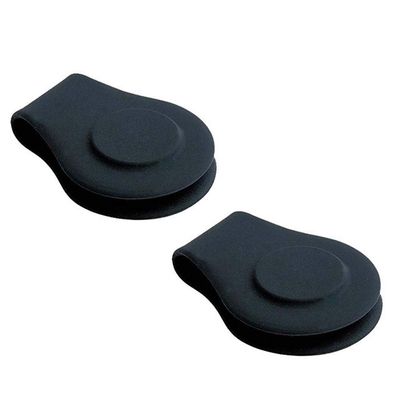 2 Pcs Silicone Golf Hat Clip Ball Marker Holder Strong Magnetic Attach to Pocket Cap Edge Belt Clothes Gift Golf Accessories for Women Men(Black)