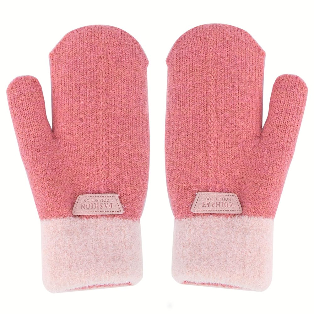 Mealah Kids Winter-Warm-Knit-Mittens for Boys-Girls - Double Layer Thick Warm Outdoor Gloves for 5-10Years Kids