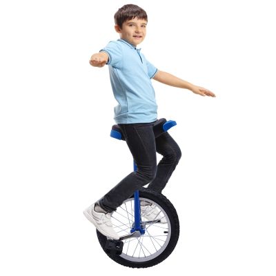 24 Inch Wheel Outdoor Unicycle,Adjustable Seat Exercise Bicycle Fit,Adults Kids Outdoor Sports Fitness Exercise for Exercise,Fun and Entertainment (Blue)