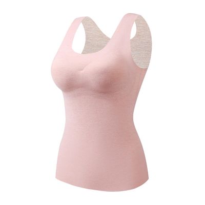 Womens Thermal Tank Tops Built in Bra Warm Underwear High Stretch Sleeveless Camisoles Comfy Soft Base Layer Vest,Thermal Vest Women