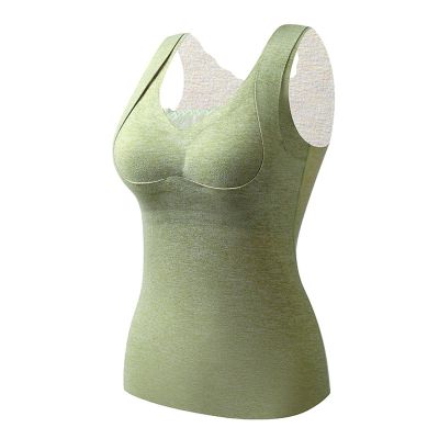 Womens Thermal Tank Tops Built in Bra Warm Underwear High Stretch Sleeveless Camisoles Comfy Soft Base Layer Vest