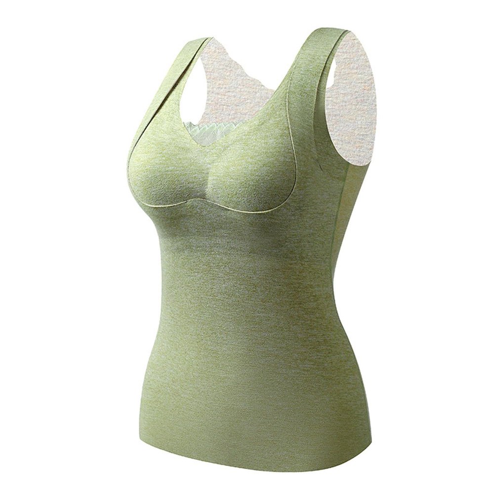 Womens Thermal Tank Tops Built in Bra Warm Underwear High Stretch Sleeveless Camisoles Comfy Soft Base Layer Vest