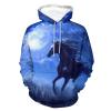Midnight Running Horse Adult Hoodies Casual Sweatshirt Long Sleeve Pullover Hooded with Pockets for Women Men M view 1