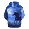 Midnight Running Horse Adult Hoodies Casual Sweatshirt Long Sleeve Pullover Hooded with Pockets for Women Men M view 2