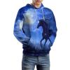 Midnight Running Horse Adult Hoodies Casual Sweatshirt Long Sleeve Pullover Hooded with Pockets for Women Men M view 3