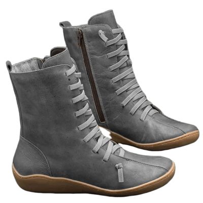 Ladmiple Cowgirl Boots Women Wide Calf Red Women's Fashion Ankle Booties Combat Boots Cowboy Cowgirl Western Short Booties Round Toe High Top Winter Walking Shoes