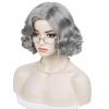 Aicos 5PCS Old Lady Wig Set for Women Grey Grandma Wig with Glasses & Pearl Necklace for Halloween Costume Party view 2