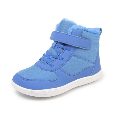 SECHRITE Toddler Kids Wide Barefoot Winter Boots High Top Girls Boys Warm Snow Boots Fur Lined Waterproof Non-Slip Minimalist Wide Toe Box Zero Drop Boots Ankle Booties Naturally Splay Blue 26