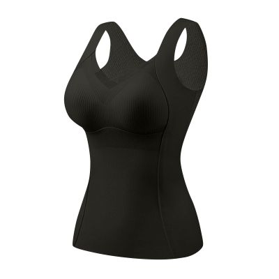 Womens Thermal Tank Tops Built in Bra Warm Underwear High Stretch Sleeveless Camisoles Comfy Soft Base Layer Vest,Tanktops with Built in Bras