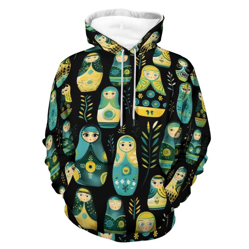 Cute Russian Matryoshka Nesting Dolls Adult Hoodies Casual Sweatshirt Long Sleeve Pullover Hooded with Pockets for Women Men 4XL