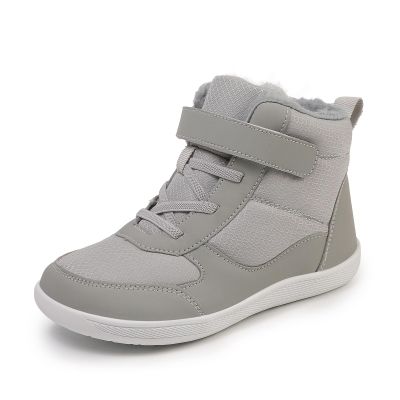 SECHRITE Toddler Kids Wide Barefoot Winter Boots High Top Girls Boys Warm Snow Boots Fur Lined Waterproof Non-Slip Minimalist Wide Toe Box Zero Drop Boots Ankle Booties Naturally Splay Grey 30