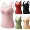 Womens Thermal Tank Tops Built in Bra Warm Underwear High Stretch Sleeveless Camisoles Comfy Soft Base Layer Vest,Women's Thermal Underwear with Built in Bras view 2