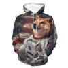 US Astronaut Dog Shiba Inu Adult Hoodies Casual Sweatshirt Long Sleeve Pullover Hooded with Pockets for Women Men 4XL view 1