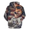 US Astronaut Dog Shiba Inu Adult Hoodies Casual Sweatshirt Long Sleeve Pullover Hooded with Pockets for Women Men 4XL view 3