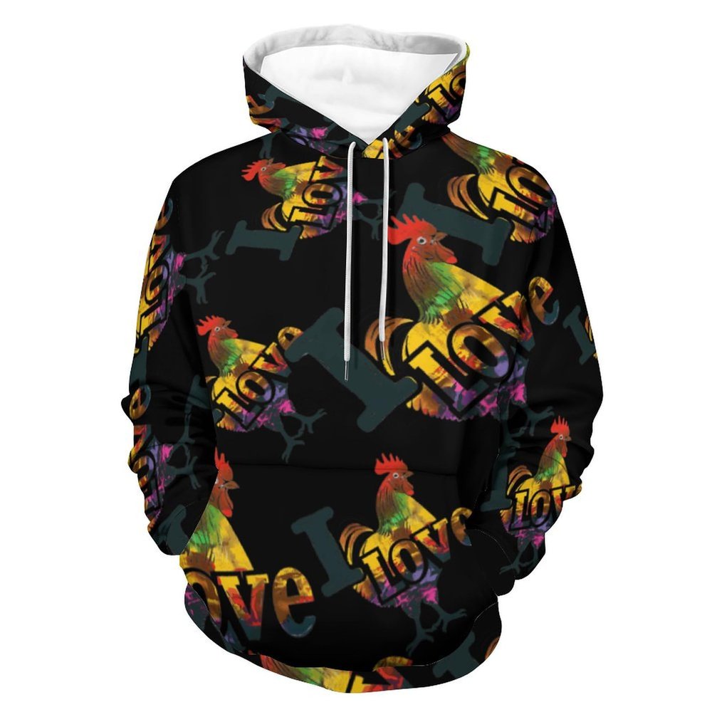 I Love Cock Adult Hoodies Casual Sweatshirt Long Sleeve Pullover Hooded with Pockets for Women Men S