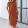 PRETTYGARDEN Women's 2026 Summer Formal Maxi Dresses Sleeveless One Shoulder Bodycon Ruched Mesh Wedding Guest Cocktail Dress (Caramel,XX-Large) view 4