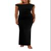 PRETTYGARDEN Women's 2026 Summer Formal Maxi Dresses Sleeveless One Shoulder Bodycon Ruched Mesh Wedding Guest Cocktail Dress (Black,X-Large) view 1
