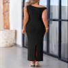 PRETTYGARDEN Women's 2026 Summer Formal Maxi Dresses Sleeveless One Shoulder Bodycon Ruched Mesh Wedding Guest Cocktail Dress (Black,X-Large) view 2