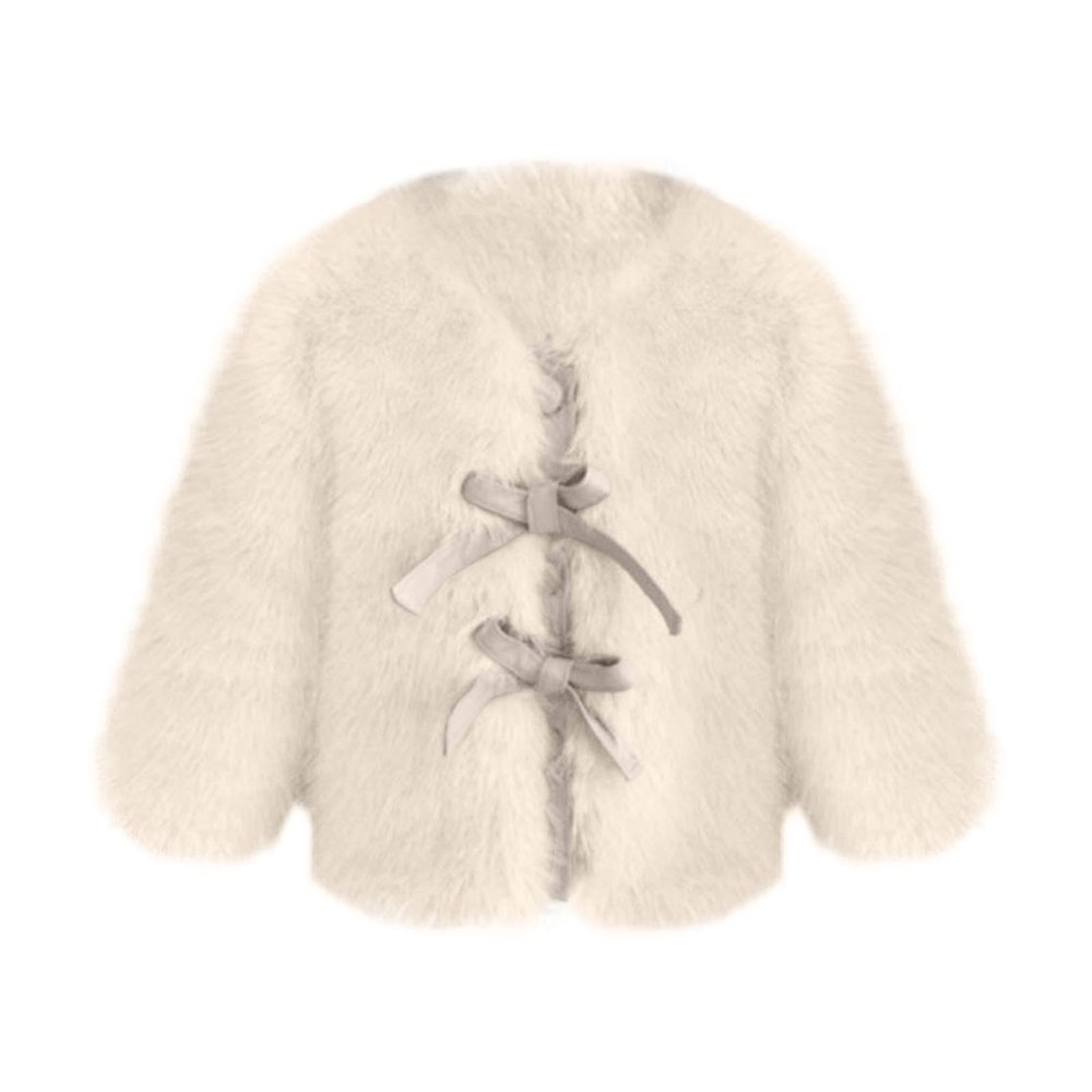 KAGAYD Little Girls' Faux Fu Coat Jacket Outerwear Kids Girls Winter Waistcoat Thick Warm Cape (Beige, 3-4 Years)