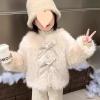 KAGAYD Little Girls' Faux Fu Coat Jacket Outerwear Kids Girls Winter Waistcoat Thick Warm Cape (Beige, 3-4 Years) view 2