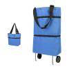 2 In 1 Foldable Shopping Cart Portable Shopping Bag With Wheels Lightweight Rolling Small rescent (Blue, One Size) view 1