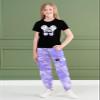 ARTMINE Girls' 2 Piece Outfits Casual Drawstring Denim Cargo Jogger Pants and Heart Print Short Sleeve Top Set, US 13-14 Years = Tag 170 view 4