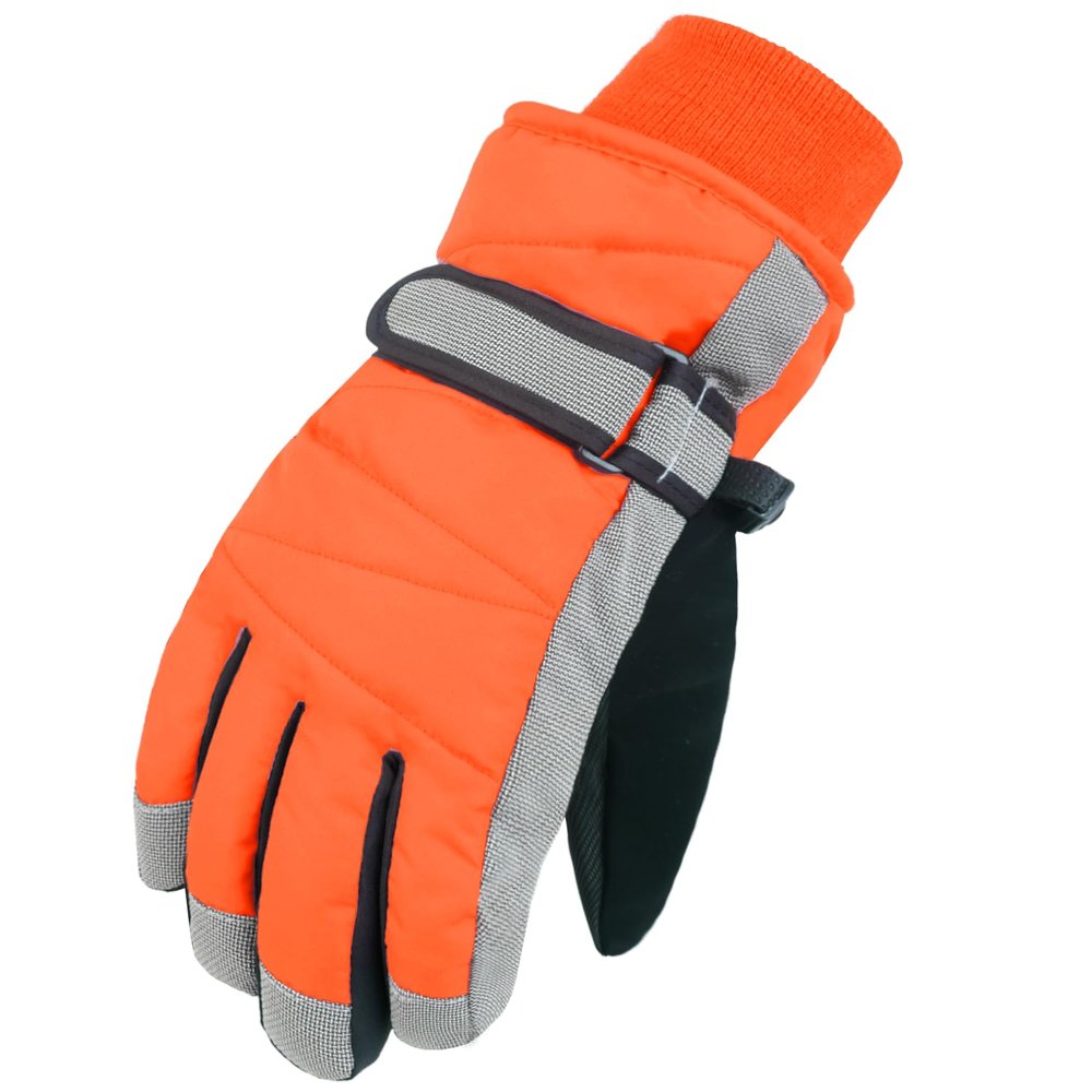 MAGARROW Kids Winter Warm Gloves Windproof Water-Resistant Snow Boys Girls Sport Gloves (Neon Orange, 6-8 Years)