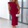 PRETTYGARDEN Women's 2026 Summer Formal Maxi Dresses Sleeveless One Shoulder Bodycon Ruched Mesh Wedding Guest Cocktail Dress (Wine Red,X-Large) view 3