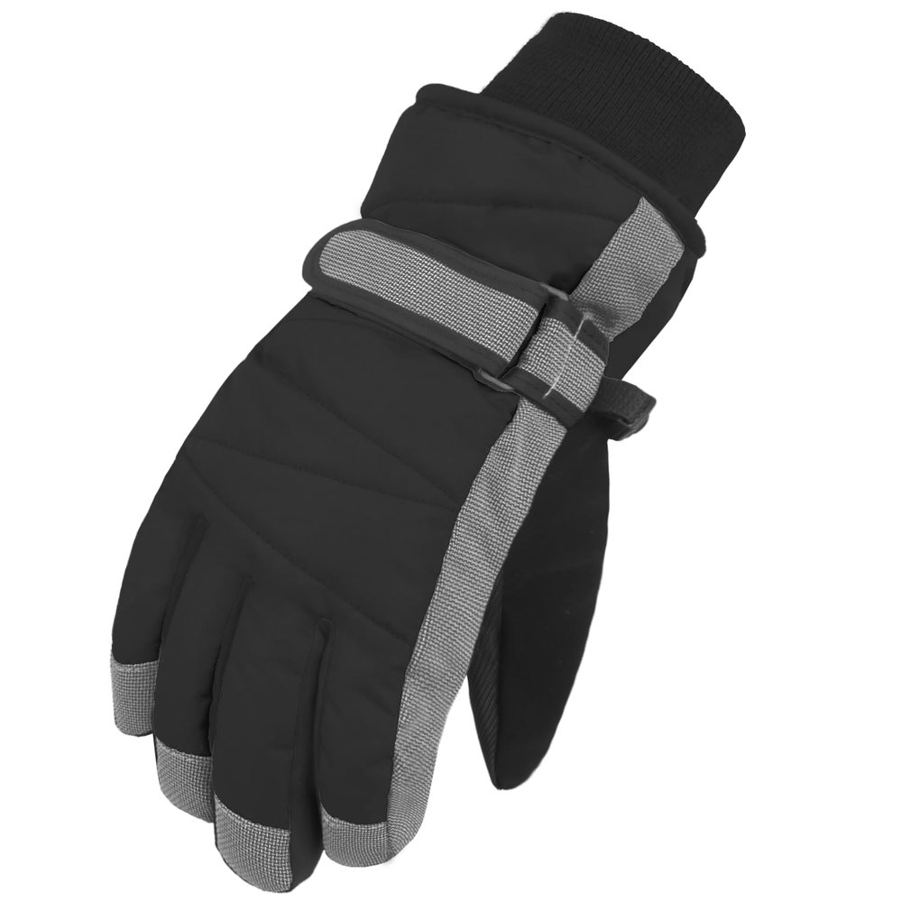 MAGARROW Kids Winter Warm Gloves Windproof Water-Resistant Snow Boys Girls Sport Gloves (Black Gray Sides, 8-10 Years)