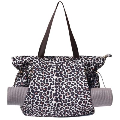 ESVAN Yoga Tote Bag for Women Shoulder Bags Drawstring for Office Workout Travel Carryall Pilates Gym and Beach (Coffe)