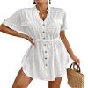 Bsubseach Swimsuit Coverup for Women Short Sleeve Button Down Shirt Dress Beach Cover Ups Resort Wear White L view 1