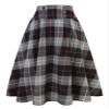 IDEALSANXUN Plaid Skirts for Women Fall Winter High Waisted A Line Pleated Maxi Midi Skirt, Dark Grey, L view 1