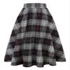 IDEALSANXUN Plaid Skirts for Women Fall Winter High Waisted A Line Pleated Maxi Midi Skirt, Dark Grey, L view 2