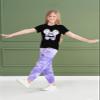 ARTMINE Girls' 2 Piece Outfits Casual Drawstring Denim Cargo Jogger Pants and Heart Print Short Sleeve Top Set, US 6-7 Years = Tag 130 view 2