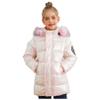 FEESHOW Kids Girls Thermal Jacket Coat Metallic Long Sleeve Hooded Stand Collar Detachable Fur Warmth Overcoat Outwear Pink 7-8 Years view 1
