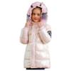 FEESHOW Kids Girls Thermal Jacket Coat Metallic Long Sleeve Hooded Stand Collar Detachable Fur Warmth Overcoat Outwear Pink 7-8 Years view 2