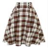 IDEALSANXUN Plaid Skirts for Women Fall Winter High Waisted A Line Pleated Maxi Midi Skirt, Coffee, S view 1