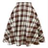 IDEALSANXUN Plaid Skirts for Women Fall Winter High Waisted A Line Pleated Maxi Midi Skirt, Coffee, S view 2