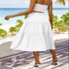 Anbech Womens Midi Skirts Elastic High Waist A-Line Casual Beach Skirt Trendy (S, Pure White) view 2