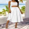Anbech Womens Midi Skirts Elastic High Waist A-Line Casual Beach Skirt Trendy (S, Pure White) view 4